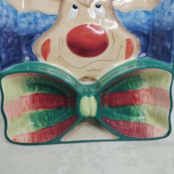 Clay Art Reindeer Chip 'n Dip Platter Christmas Serving Tray Plate (B145) - Picture 4 of 11